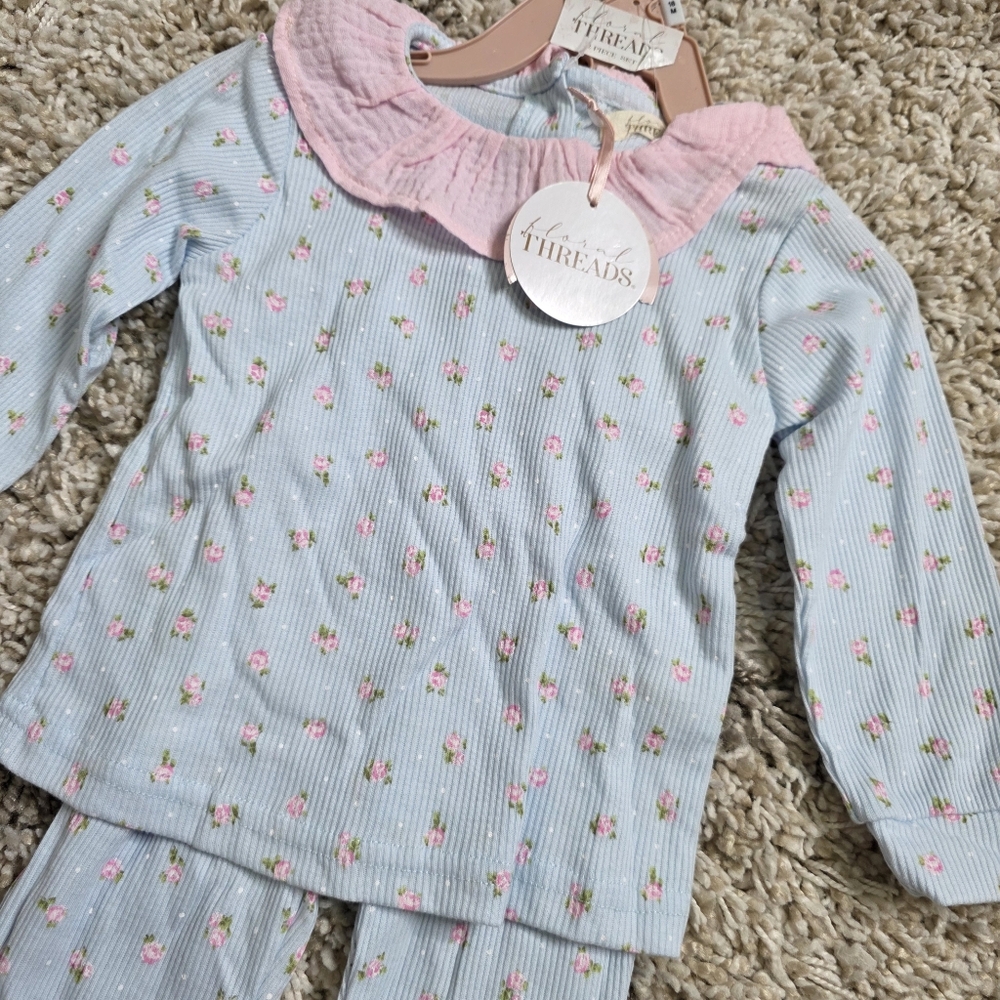 NWT Floral Threads Baby Girl Ribbed Outfit Size 18 Months - Picture 3 of 3